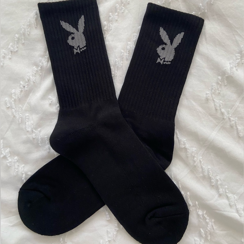 Playboy: Black Socks with Gray Logo